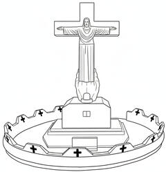 Mount Cristo Rey Black line drawing of Christ on the Cross on top of Mount Cristo Rey in Sunland Park, New Mexico, next to El Paso, Texas.
